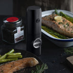 Side view of Electric Salt and Pepper Grinder rechargeable and portable kitchen tool