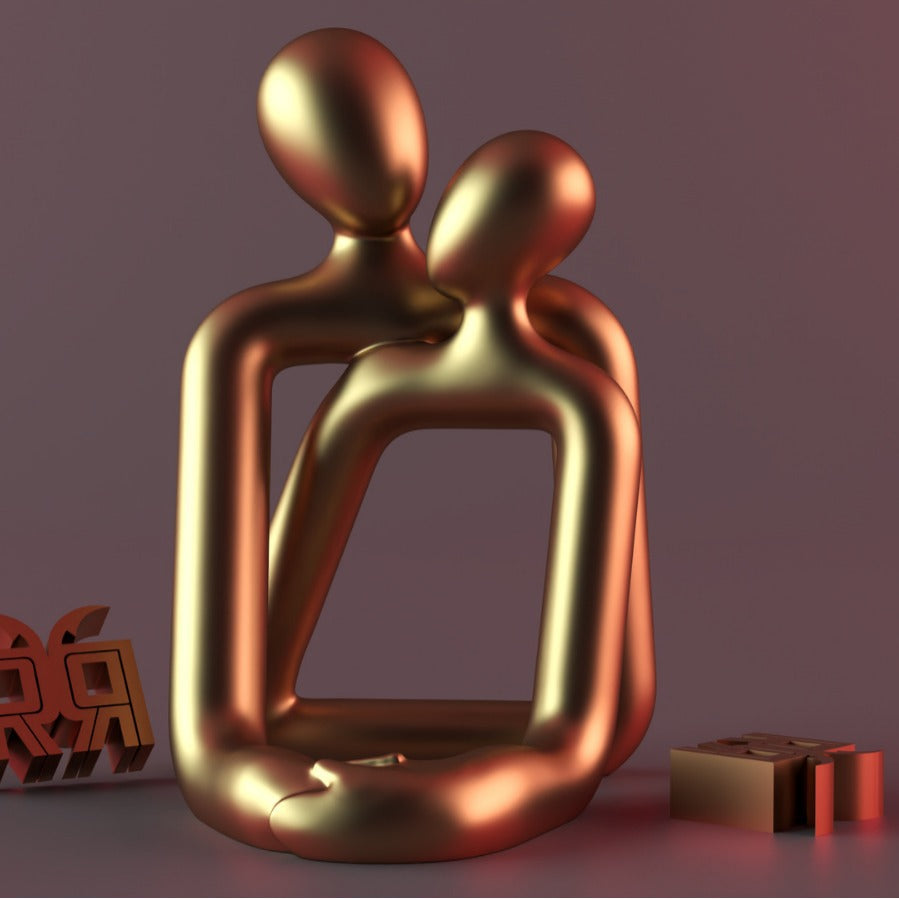 Gold Heartwarming Loving Couple Resin Statue stylish modern decor gift