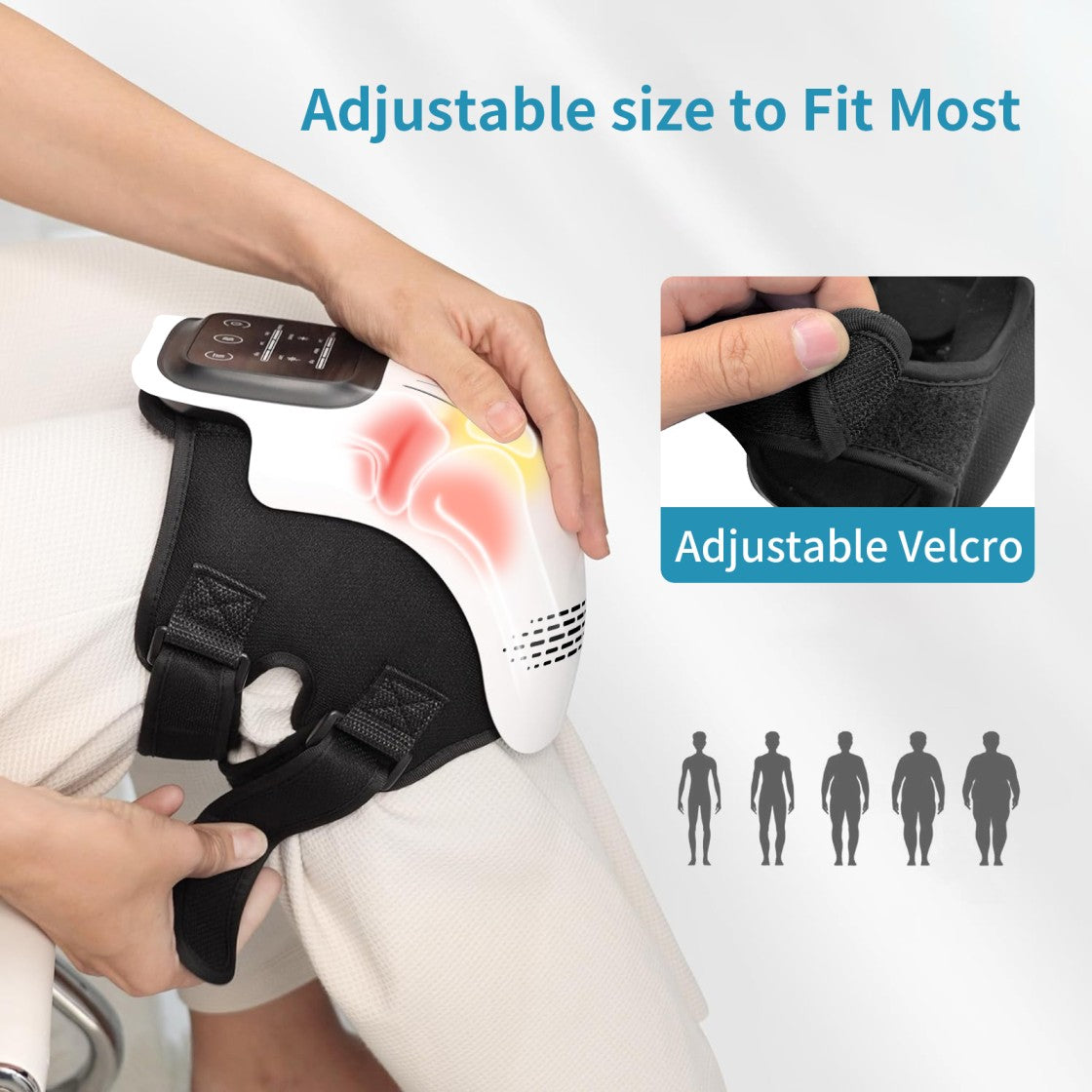 Heated Knee Massager in use on knee – cordless pain relief device
