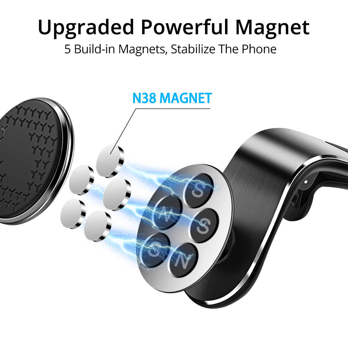 Compact magnetic air vent phone holder for smartphone