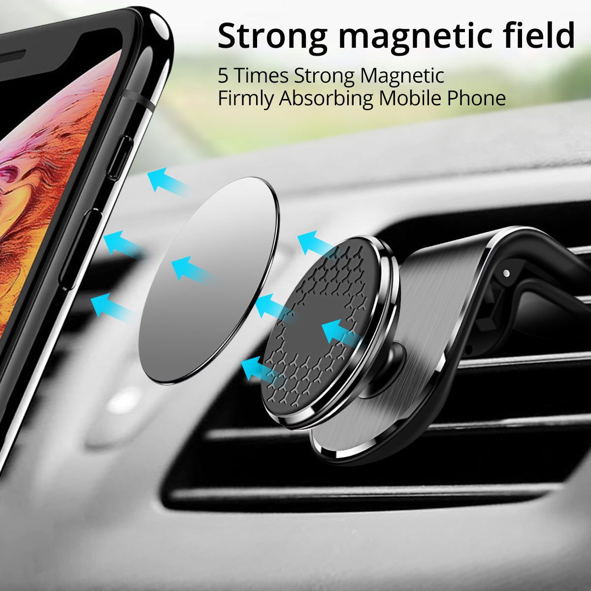 Magnetic car phone holder 360 degree rotating air vent mount