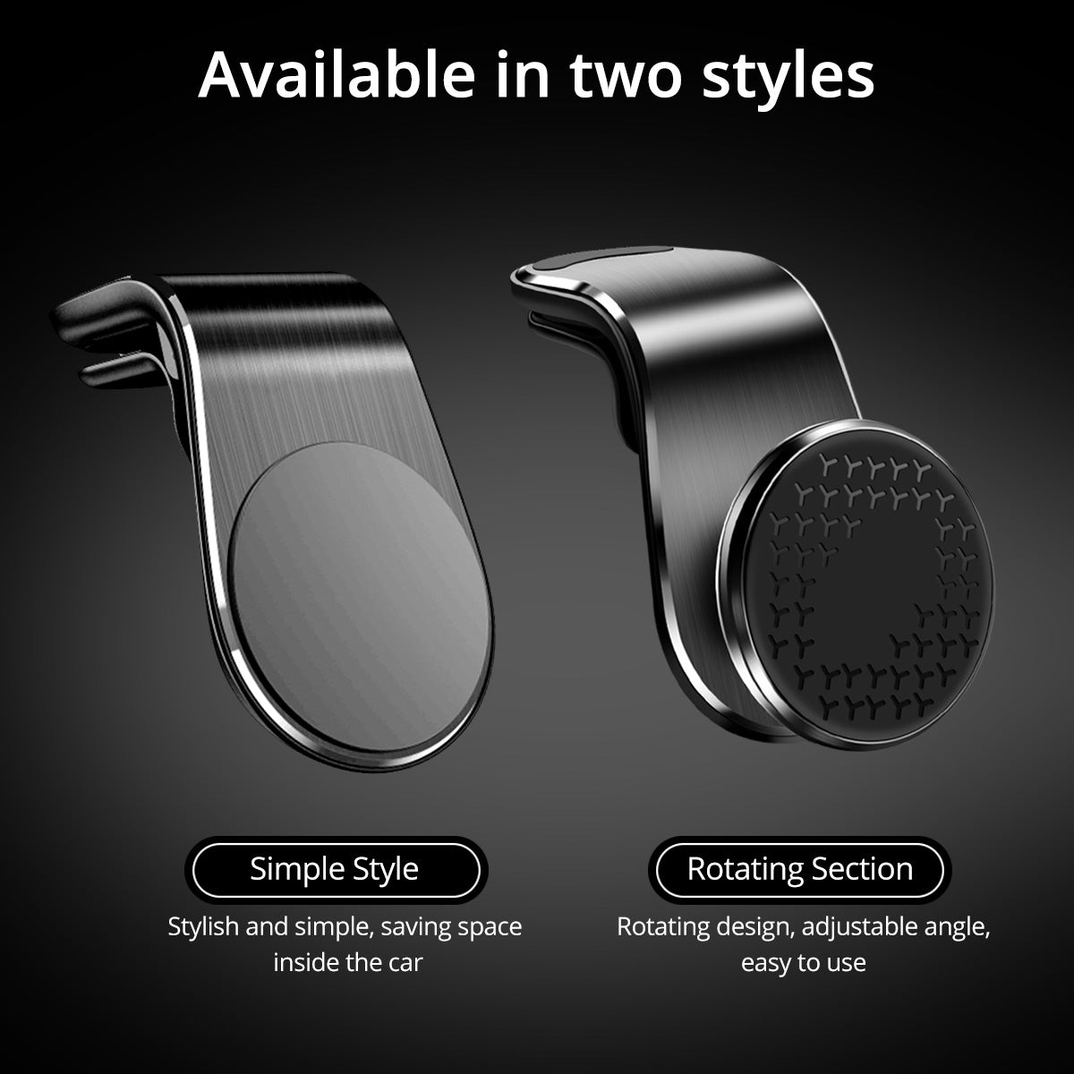 Side view of magnetic phone holder for car air vent secure smartphone