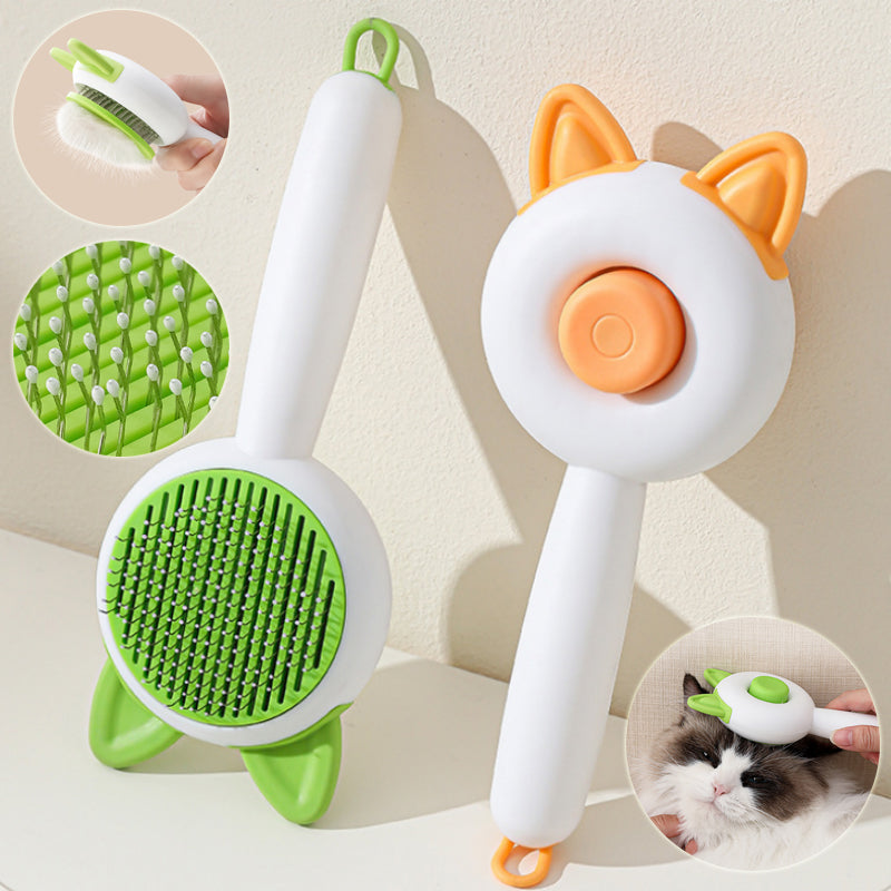 Orange white Pet Hair Removal Massage Comb for effective pet grooming