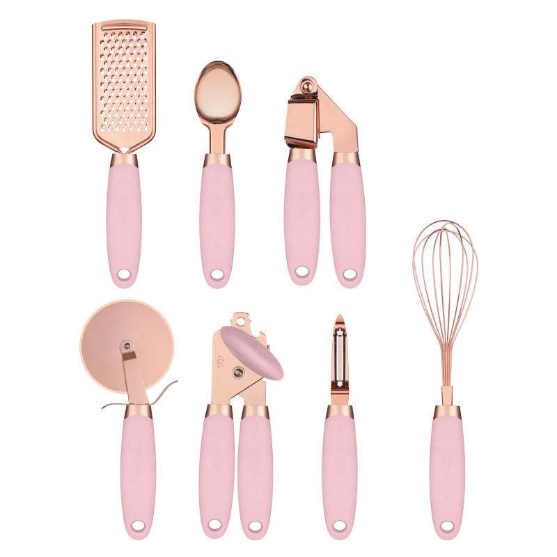 Easy to clean Rose Gold Kitchen Tool Set stainless steel utensils